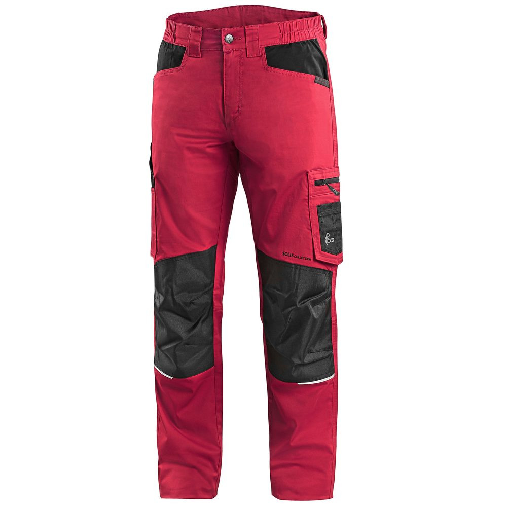 Canis (CXS) Pánské pracovní kalhoty CXS SOLIS FLEX - Červená / černá | 48