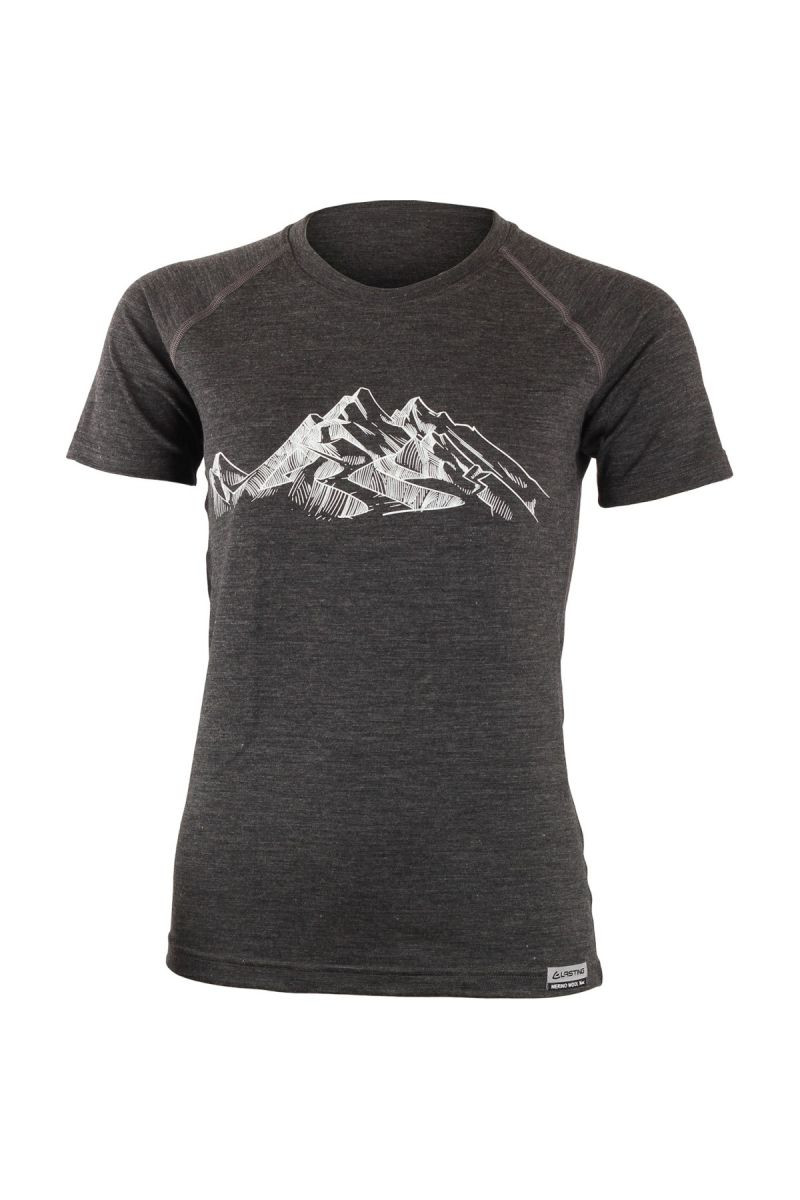 Lasting dámské merino triko s tiskem HILA 8169 šedé Velikost: XL 8596445006384