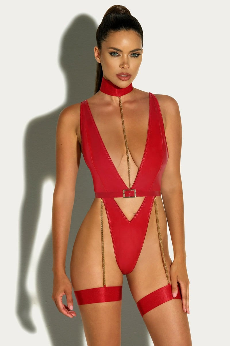 Červené vinylové body Harness Haven