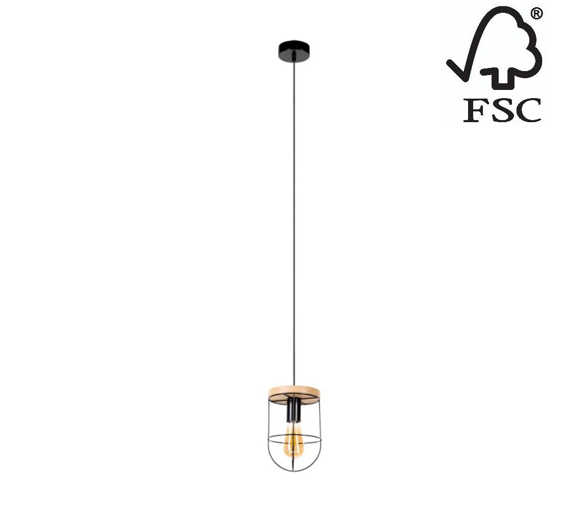 184159104 - Lustr na lanku NETUNO 1xE27/60W/230V dub