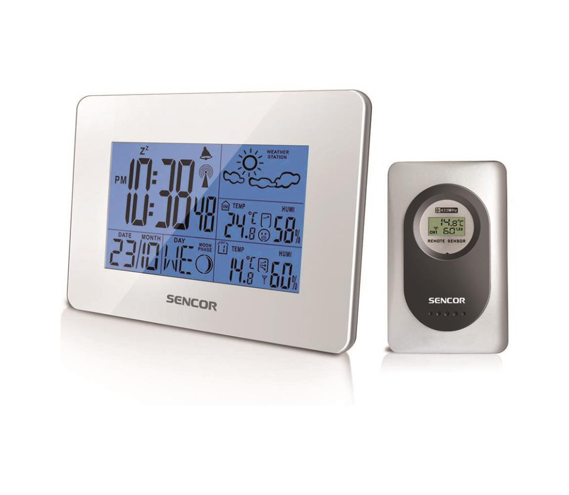 Sencor Sencor - Meteostanice s LCD displejem a budíkem 3xAA bílá