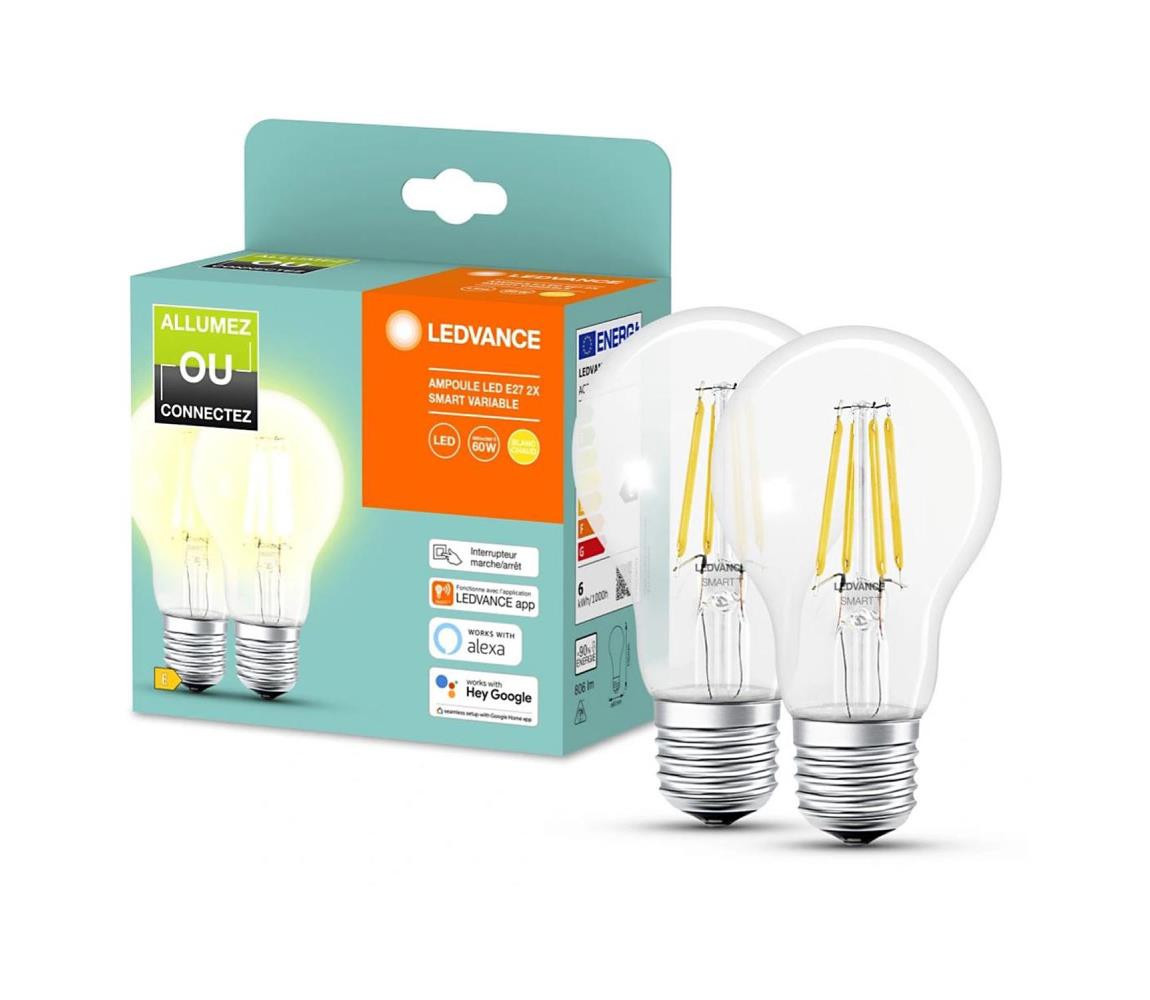 Ledvance SADA 2x LED Stmívatelná žárovka SMART+ A60 E27/6W/230V 2700K  - Ledvance