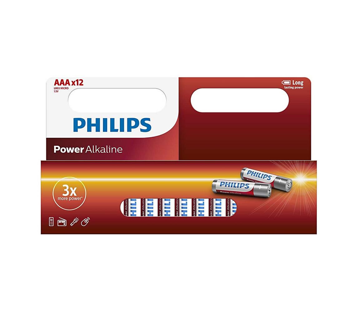 Philips Philips LR03P12W/10 - 12 ks Alkalická baterie AAA POWER ALKALINE 1,5V 1150mAh