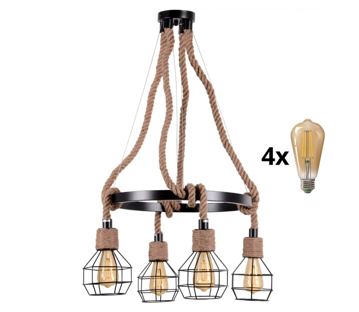 LED Lustr na lanku ROPE ALEGRA 4xE27/10W/230V