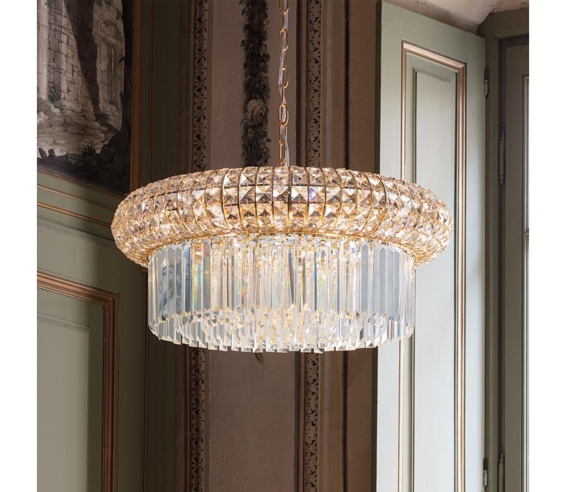 Ideal Lux Ideal Lux - Křišťálový lustr na řetězu NABUCCO 12xE14/40W/230V pr. 60 cm zlatá