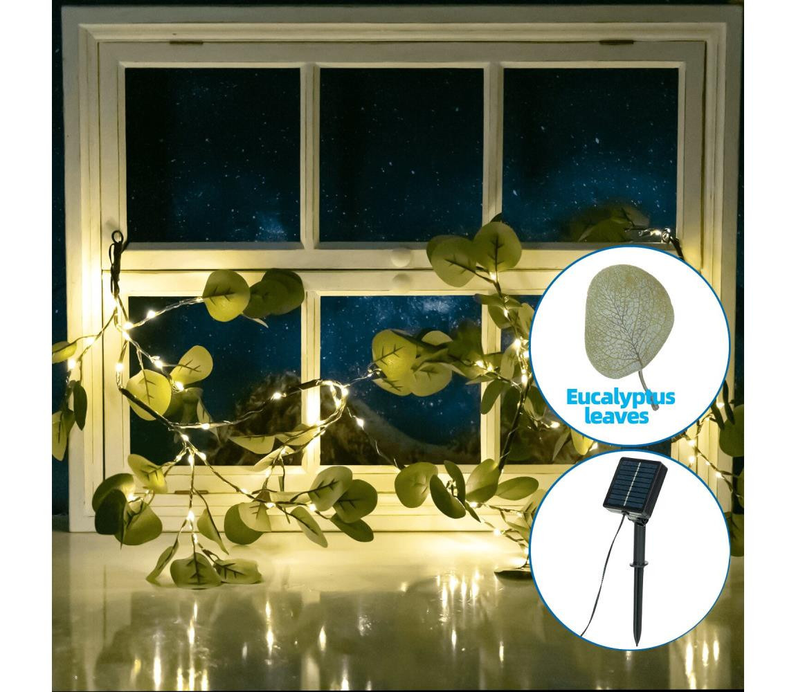 B.V.  - LED Solární řetěz 110xLED/4m IP65 teplá bílá eukalyptus