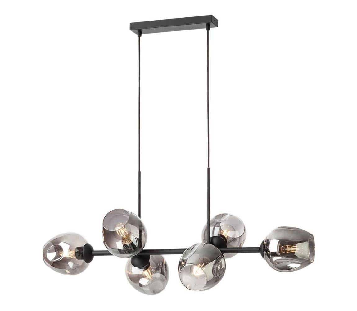 Redo Redo 01-2620 - Lustr na lanku PIERCE 6xE27/42W/230V černá/kouřová