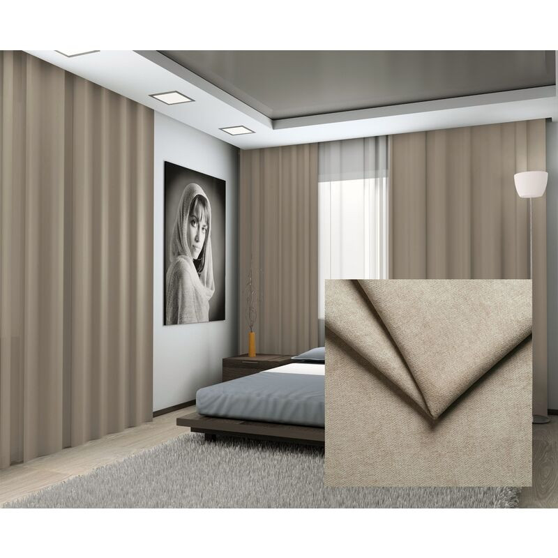 Hotový závěs ENJOY s tunýlkem, světle hnědý č. 3, 145 x 245 cm