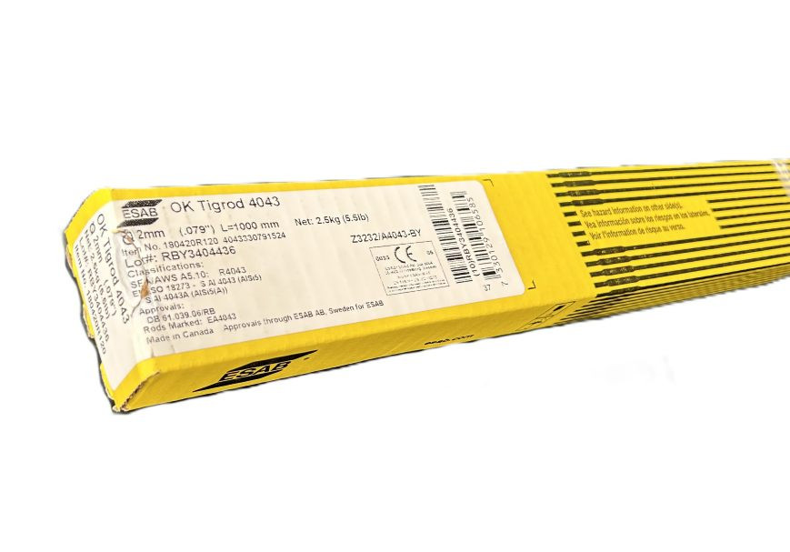 Lincoln Electric OK Tigrod 4043 AlSi5 na hliník, Ø 2.0 - 3.2 mm x 1000 mm Balení: 2,00 mm 180420R120