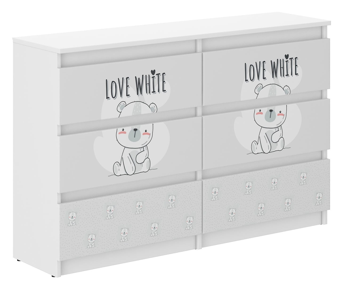 WD Dětská komoda 120 cm - Bílý medvídek