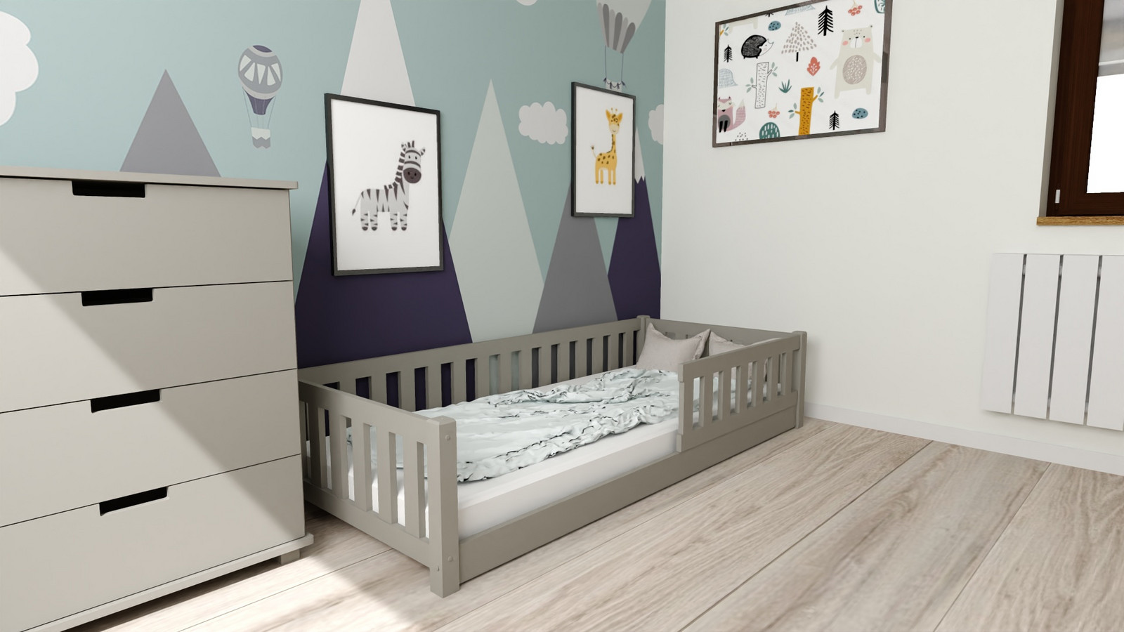 GRZ Dětská postel MONTESSORI 160 x 80 cm, Šedá