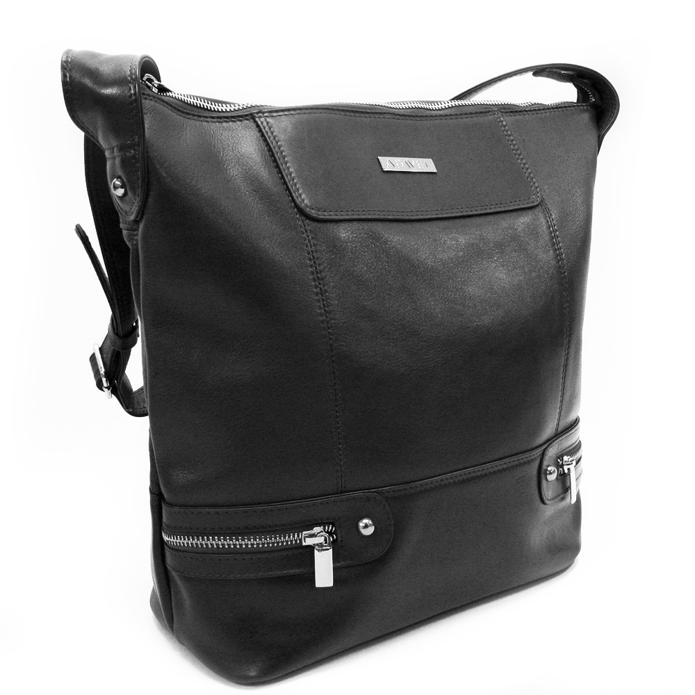 Kožená zipová kabelka Arwel 6933­ - černá