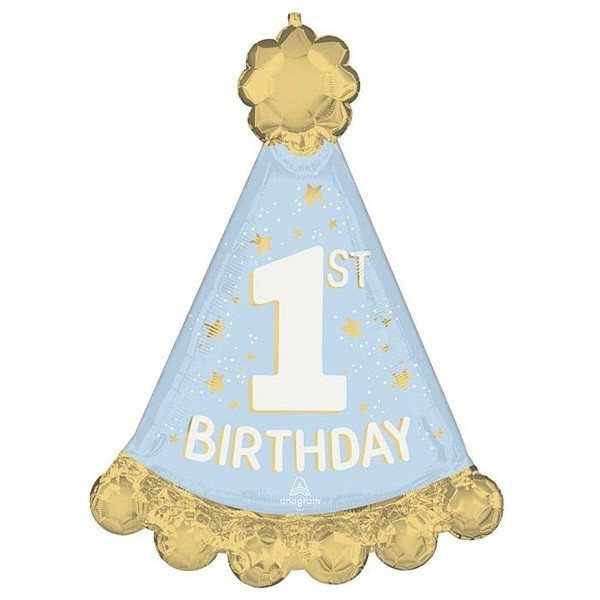 Balónek fóliový Korunka 1. narozeniny modrý 46 cm
