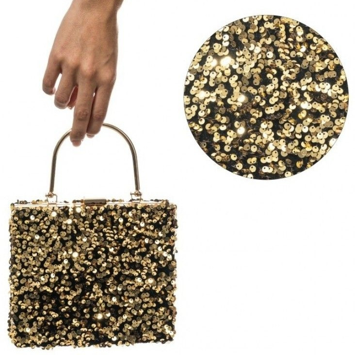 Kabelka černý samet se zlatými flitry