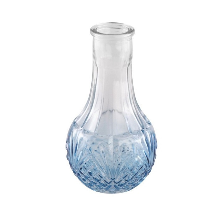 Váza skleněná mini modro-průhledná 7x12cm