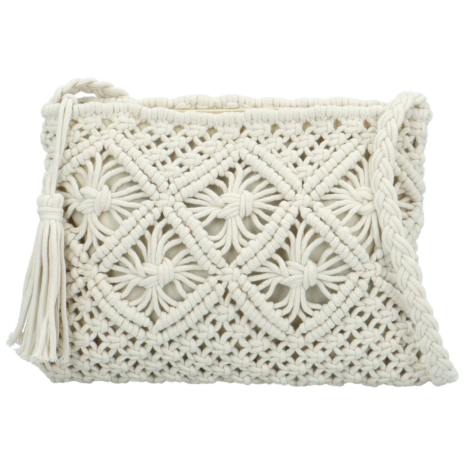 Módní dámská pletená crossbody kabelka Afrodita, krémová