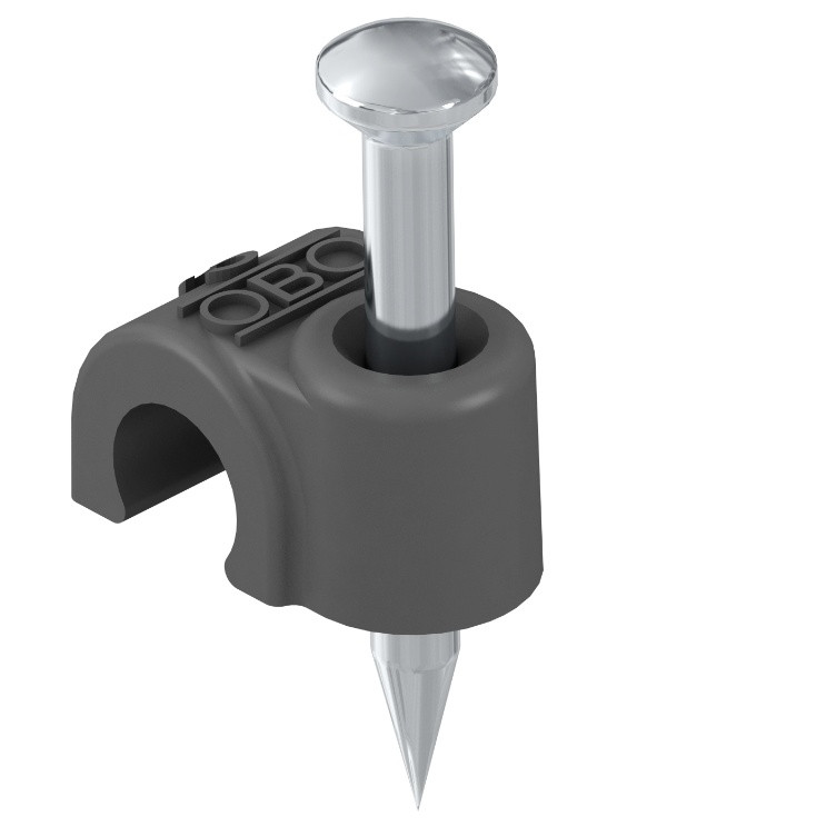 OBO příchytka ISO černá s hřebíčkem č.8 2008 25 SW 2232170 /balení = 100ks/