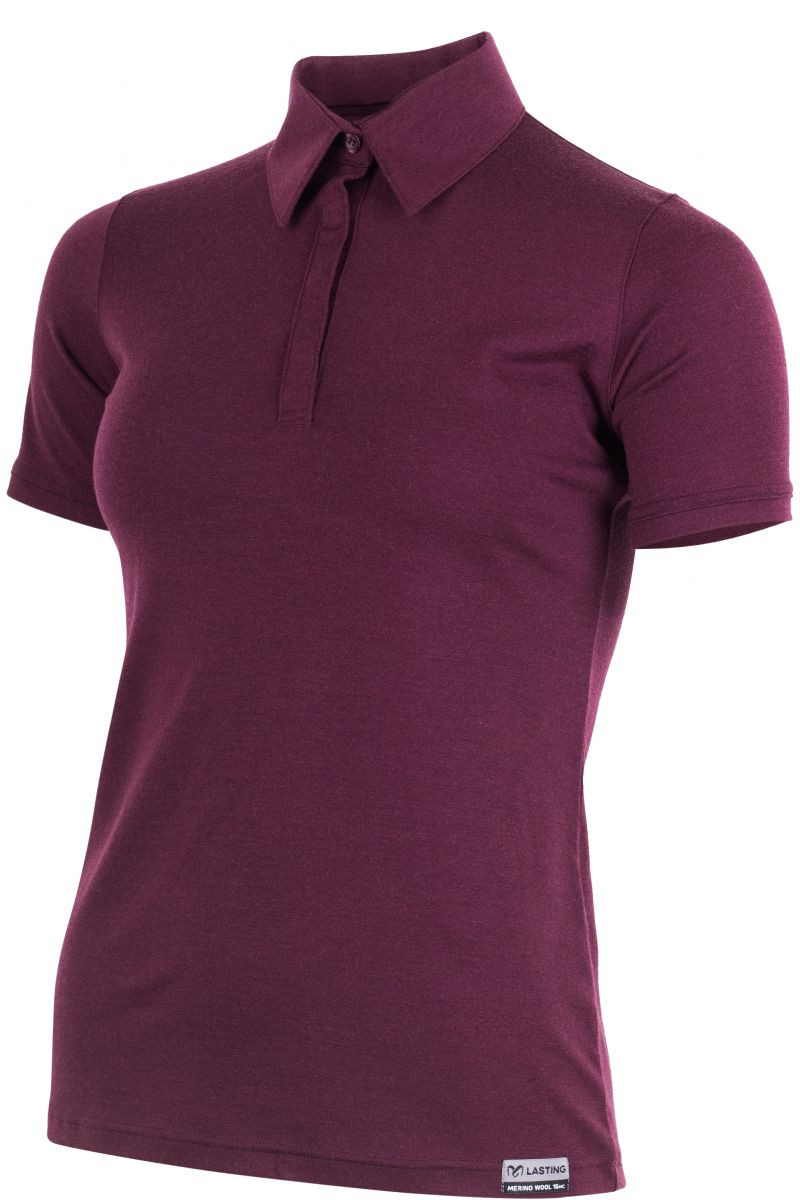 Lasting dámská merino polo košile LUCIE vínová Velikost: XS