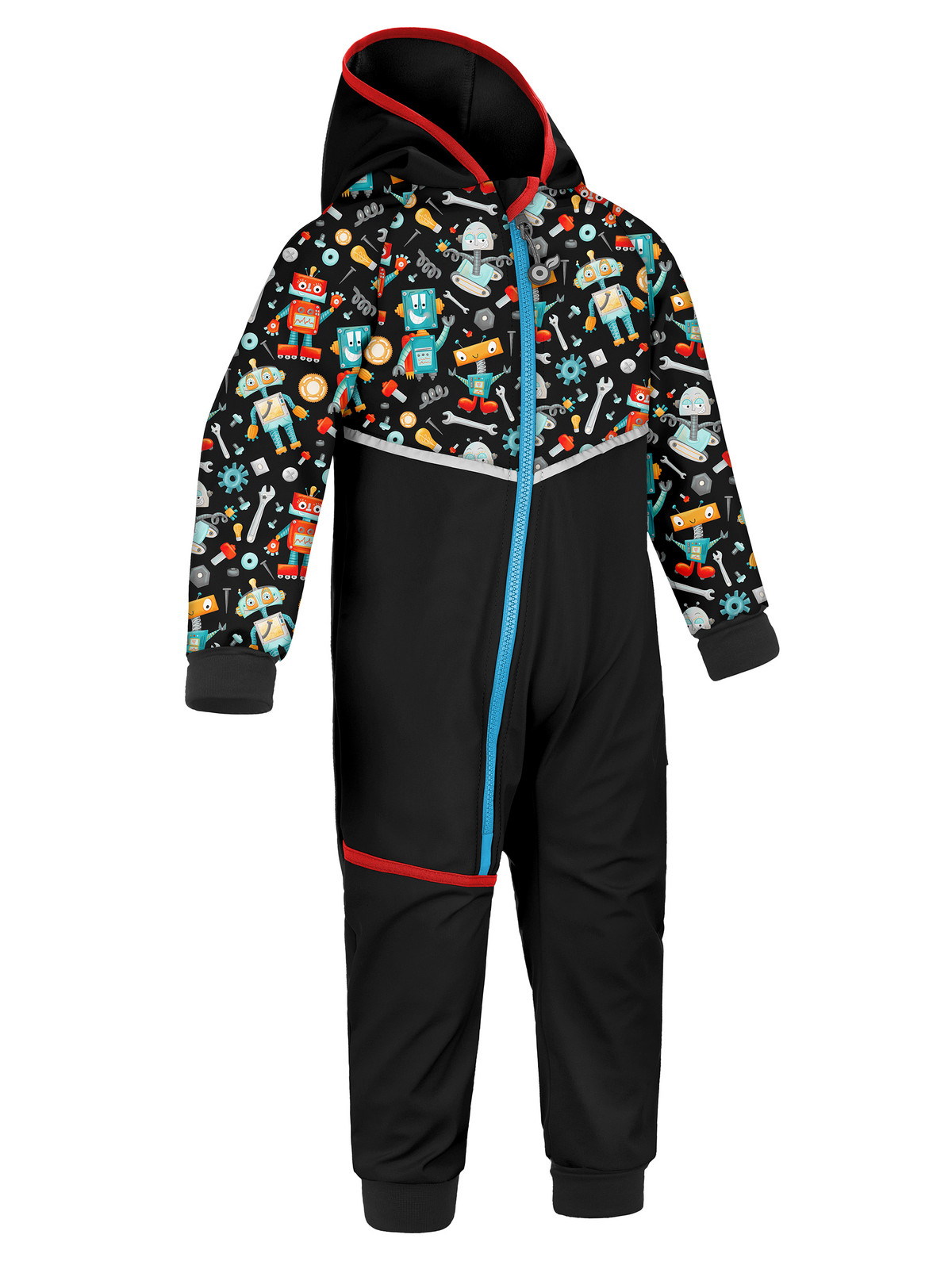 Unuo Unuo, Batolecí softshellová kombinéza s fleecem Mini, Černá, Roboti Velikost: 74/80 8596227115051