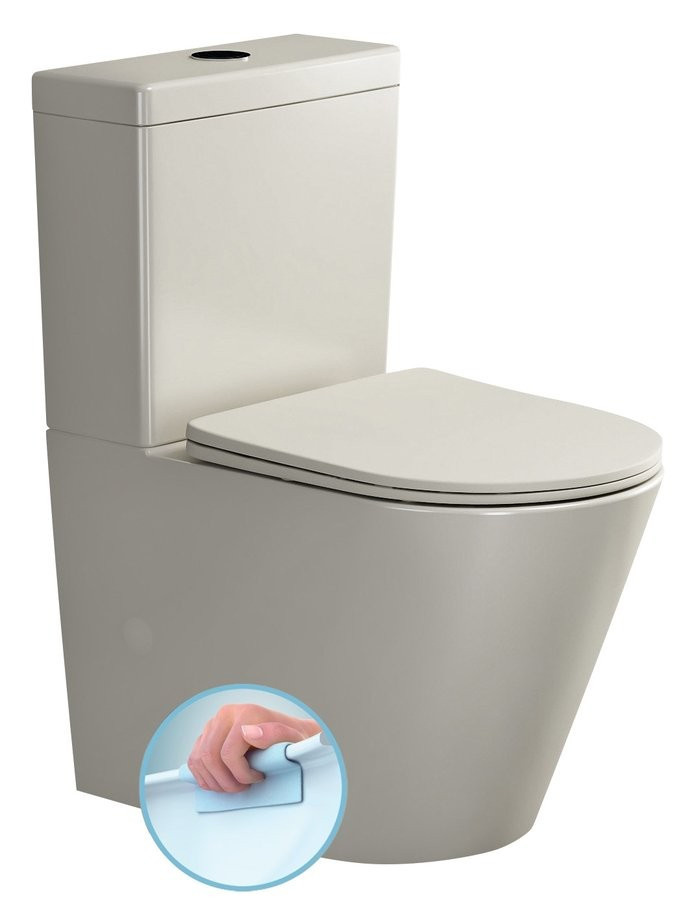 SAPHO PACO WC kombi, Rimless, spodní/zadní odpad, ivory PC1012WRBE