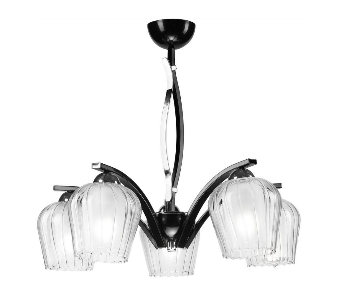 Lustr na tyči PAULA 5xE27/60W/230V černá