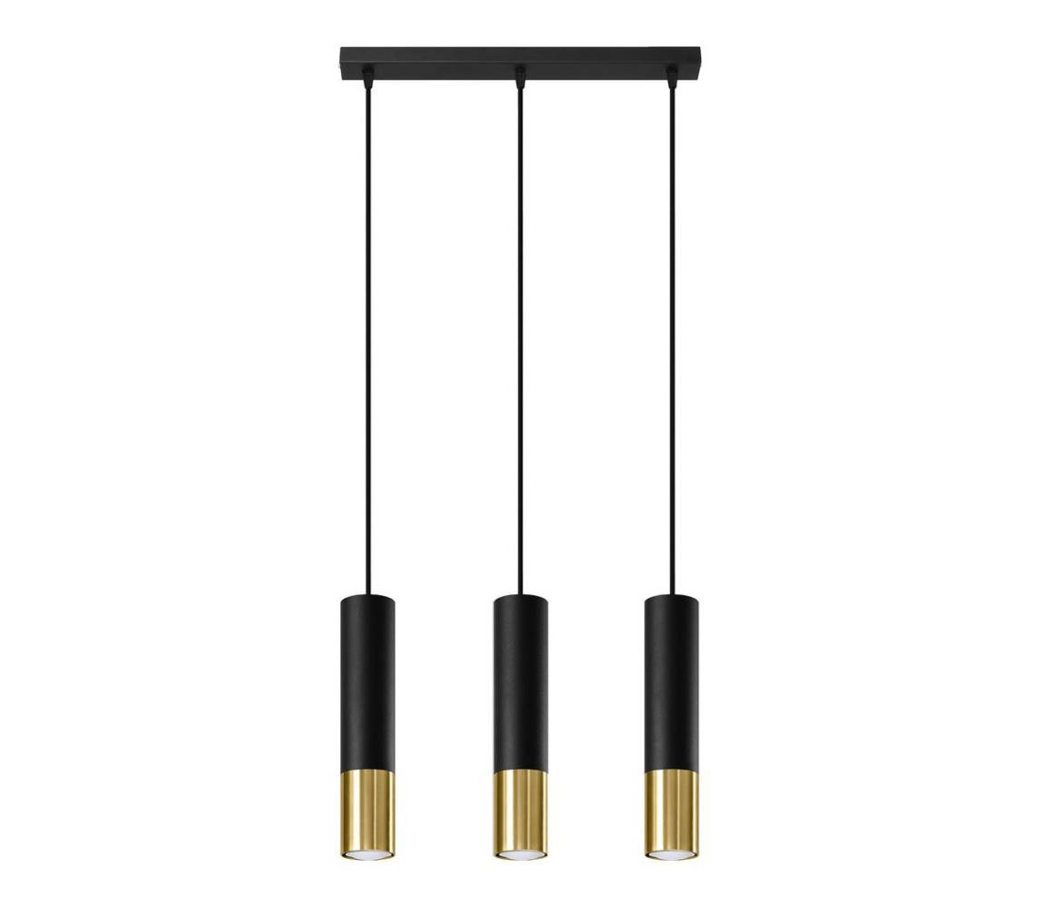 SL.0954 - Lustr na lanku LOOPEZ 3xGU10/10W/230V černá/zlatá