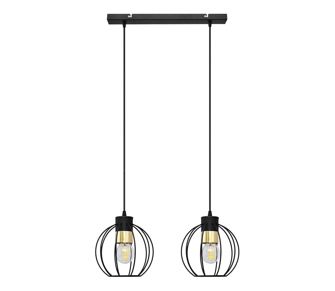 Lustr na lanku STARLIGHT 2xE27/15W/230V černá/zlatá