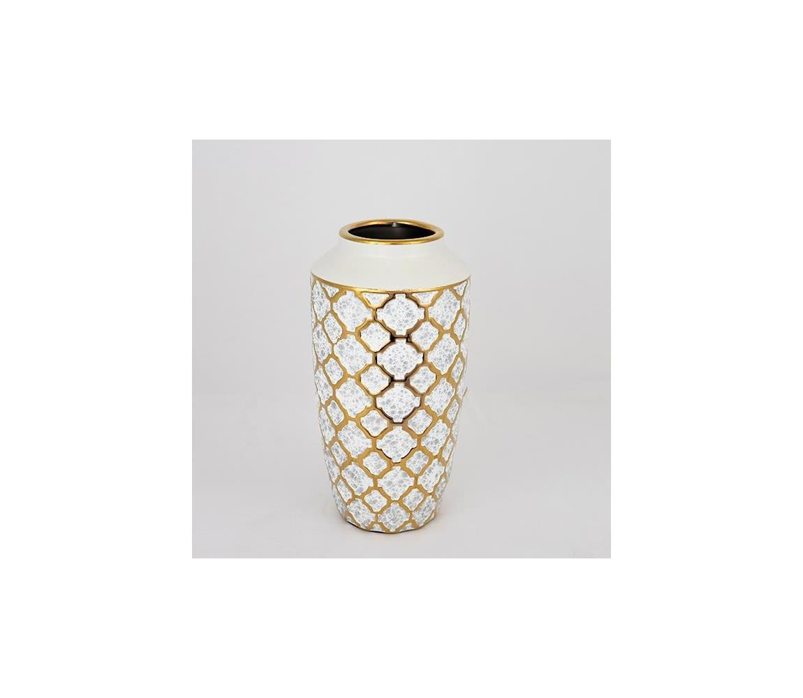 Eurolamp Keramická váza 25x13 cm zlatá/bílá