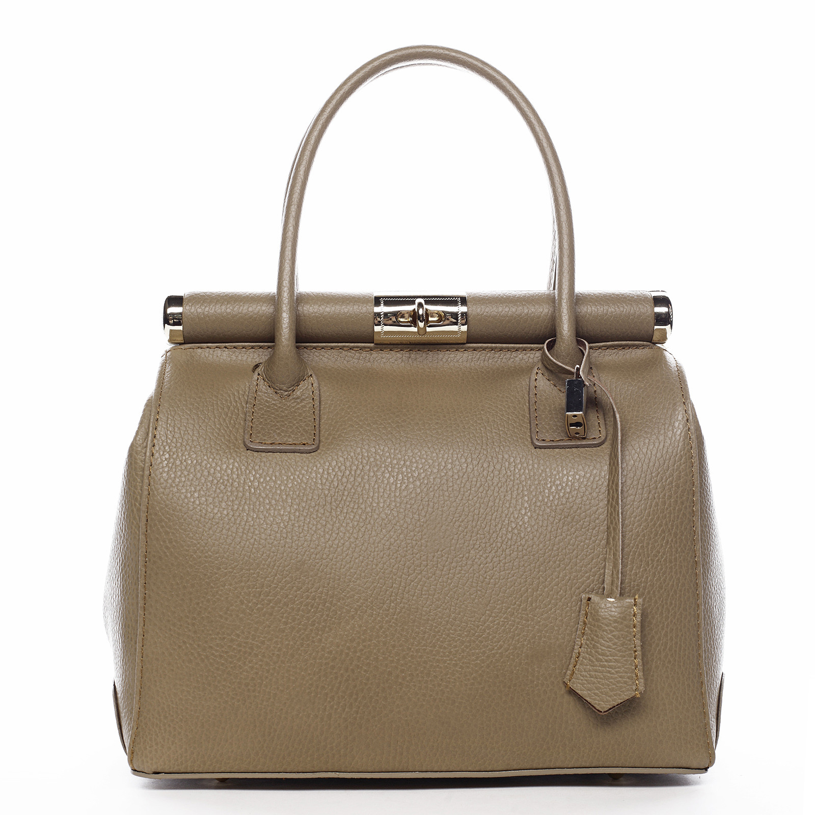 Dámská kožená kabelka do ruky taupe - Delami Vera Pelle Hylasana taupe