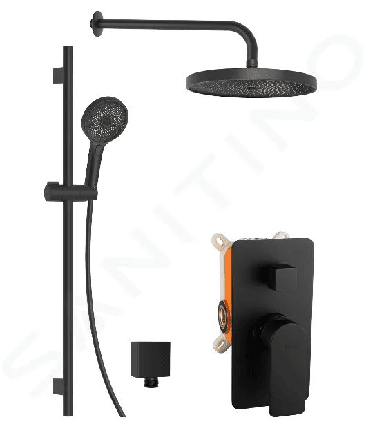 kielle 20618SP24 - Sprchový set s baterií pod omítku, pro 2 spotřebiče, s příslušenstvím a tělesem, matná černá