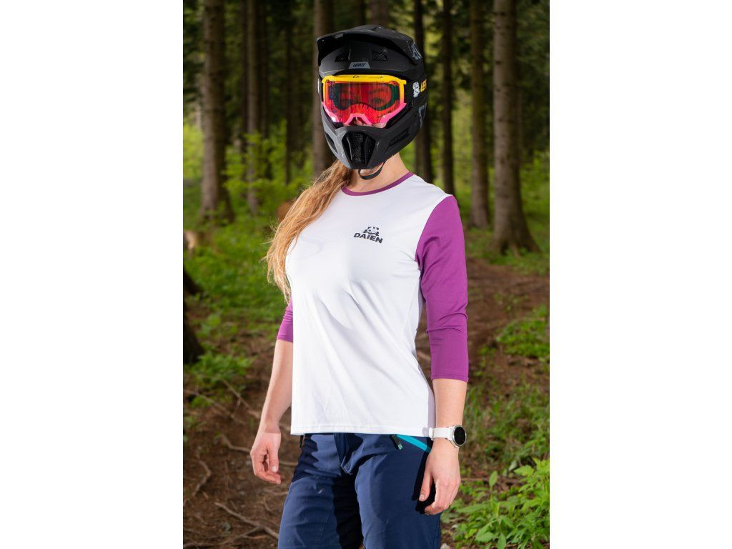 DAIEN Dámský cyklistický dres Cirkus - bílá/fialová Varianta: vel. L