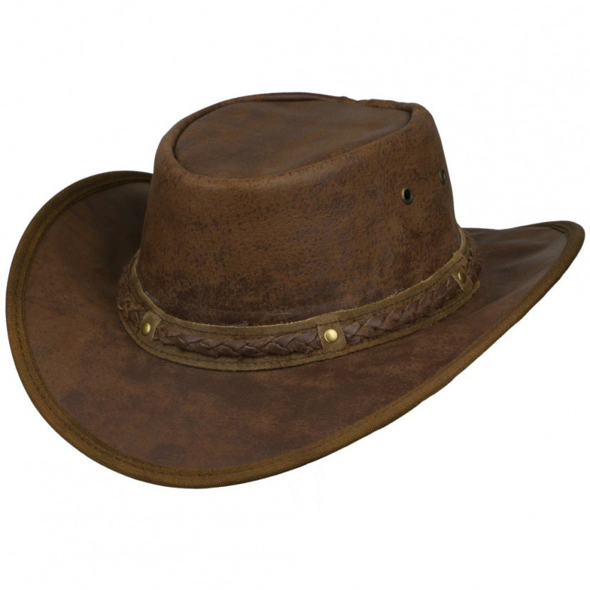 Klobouk kožený Rugged Earth Springbrook - světle hnědý, M
