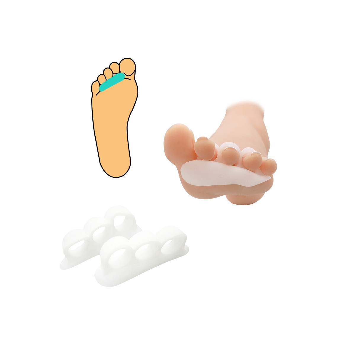 Separátor prstů HealMed Gel 1 pár - bílý