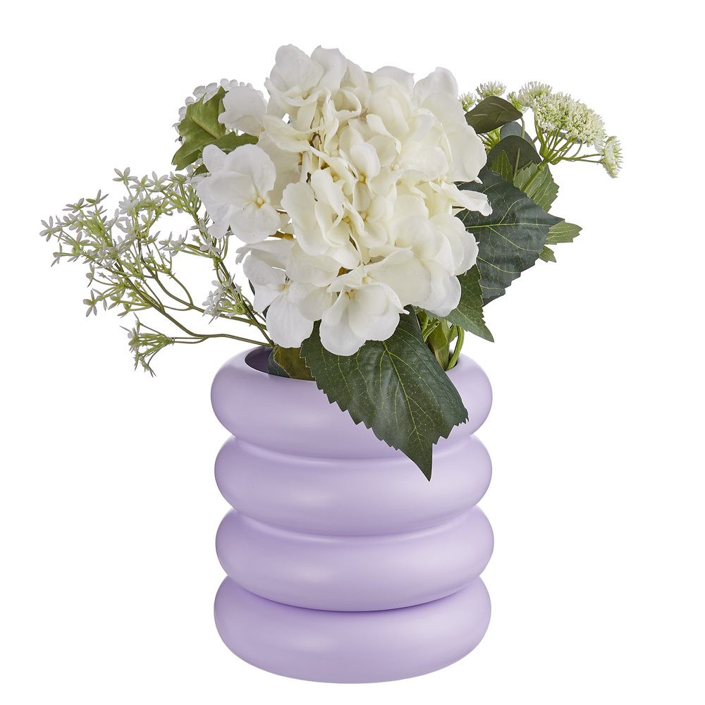 HOOP Květináč s miskou 14 cm - fialová