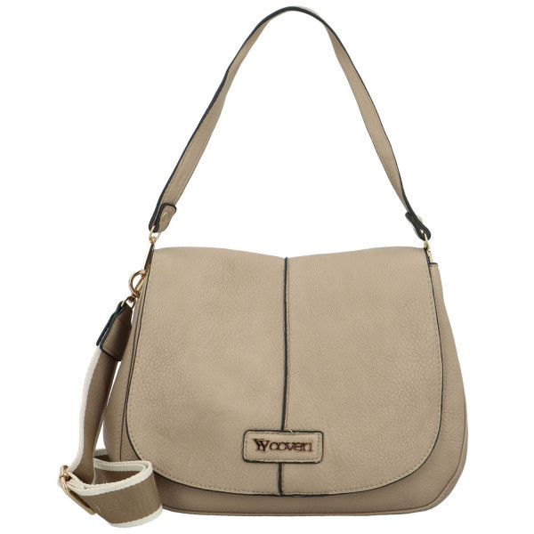 Trendy dámská koženková kabelka na rameno Coveri Grayson new, béžová