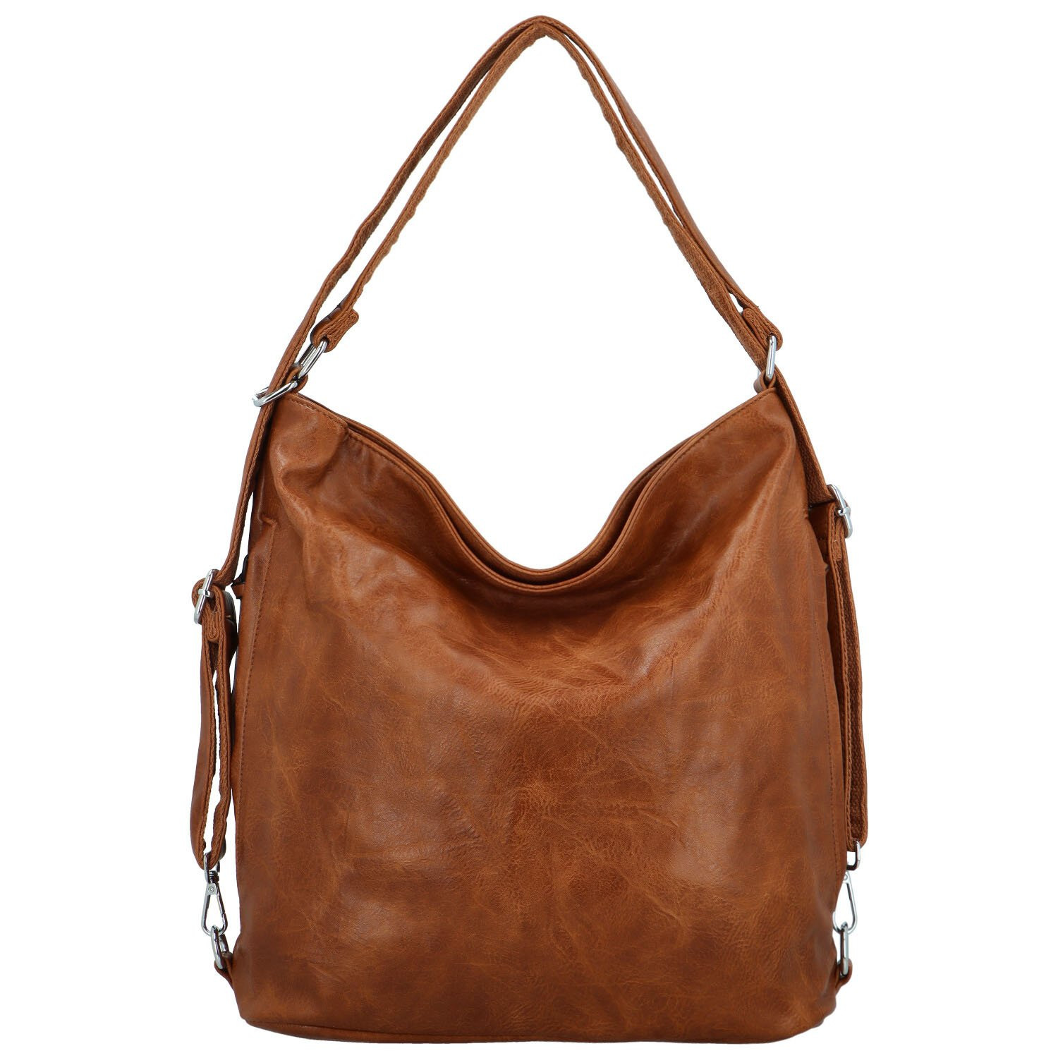 Trendy dámský koženkový kabelko-batoh Lambros, hnědý