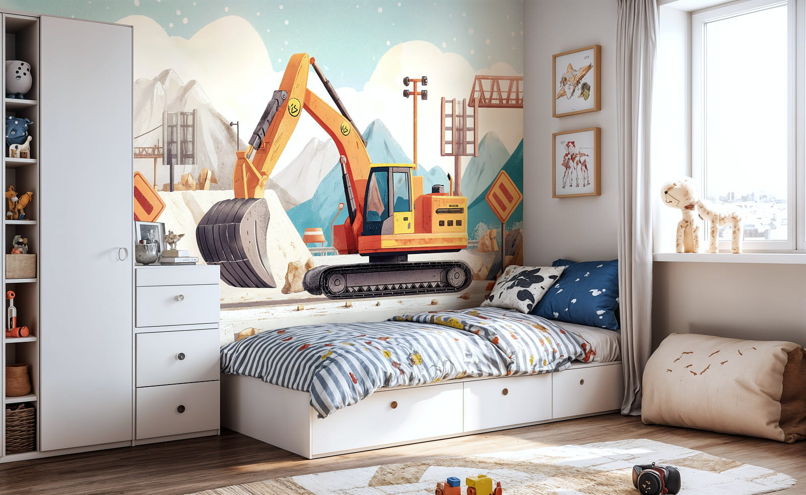 Tapeta na zeď bagr na stavbě