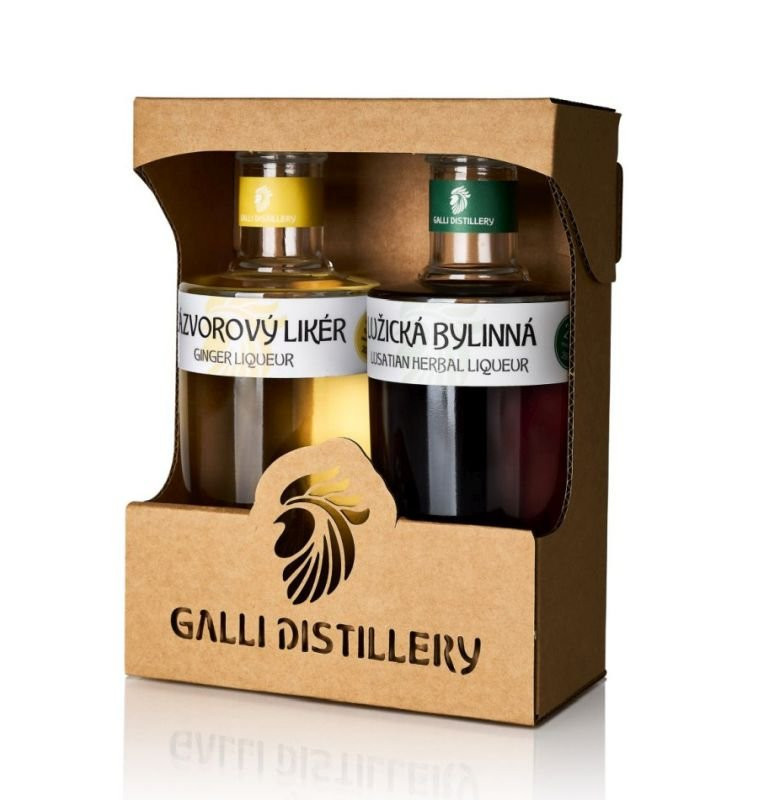 Galli dárkové balení Lužická bylinná a Zázvorový likér 2×0,2l