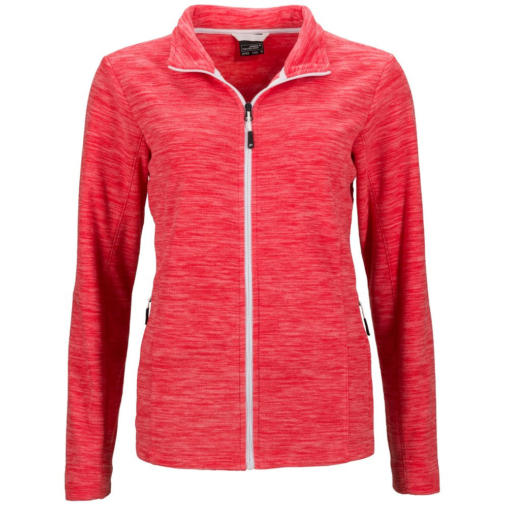 James & Nicholson (Daiber) Dámská fleecová mikina JN769 - Korálový melír / bílá | L