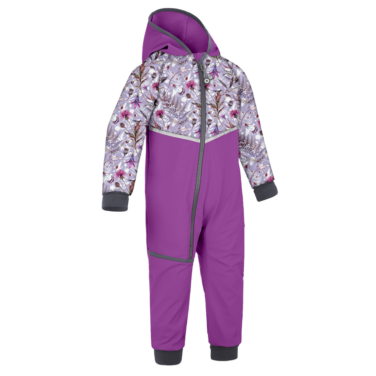 Unuo Unuo, Batolecí softshellová kombinéza s fleecem Mini, Ostružinová, Louka Velikost: 74/80 8596227103409