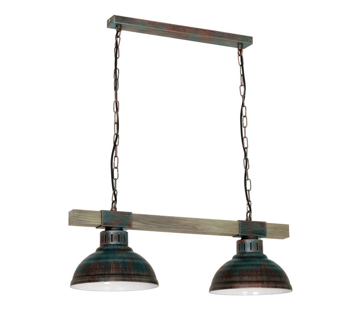 Lustr na řetězu HAKON 2xE27/60W/230V patina