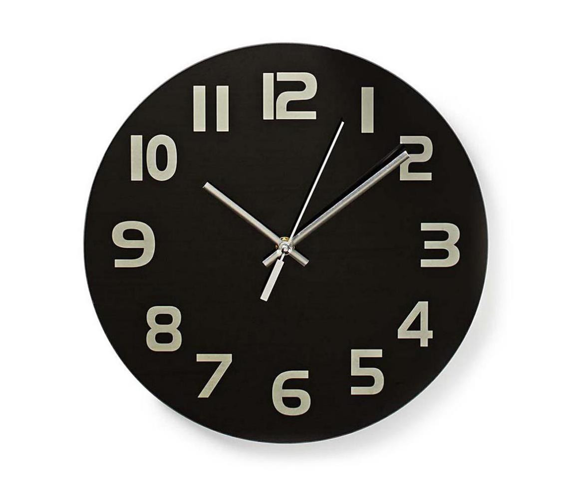 CLWA006GL30BK - Nástěnné hodiny 1xAA/1,5V sklo 30 cm černá
