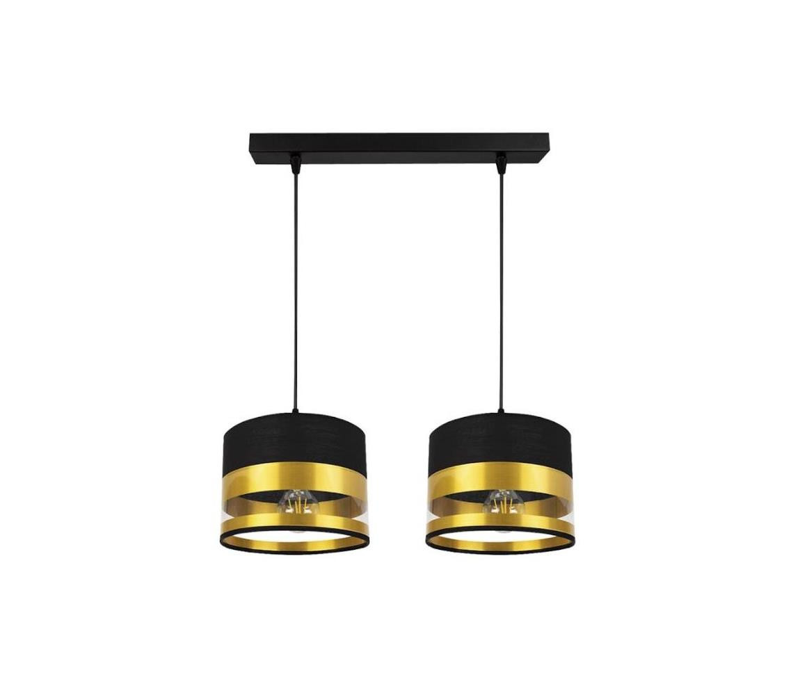 Lustr na lanku MILO 2xE27/60W/230V zlatá/černá