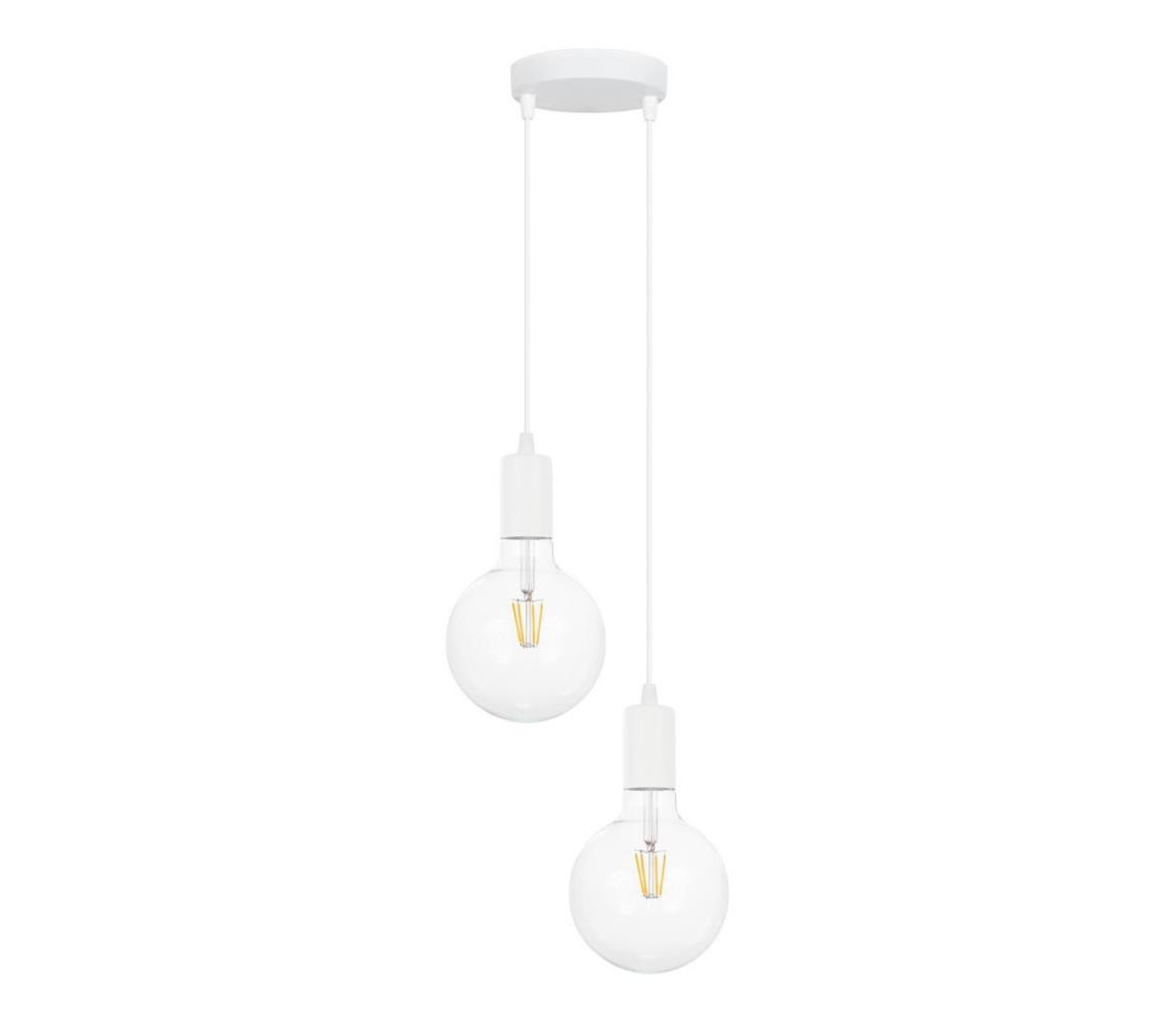 Lustr na lanku MIROS 2xE27/60W/230V kulatý bílá