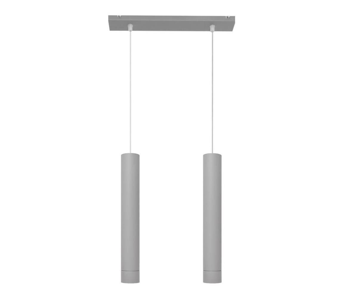 LED Lustr na lanku TUBA 2xGU10/4,8W/230V šedá