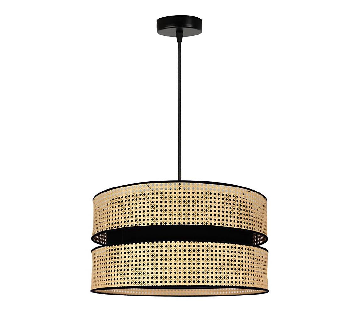 - Lustr na lanku DUO 1xE27/15W/230V pr. 40 cm ratan/černá