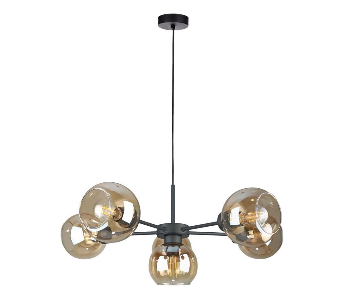 Keter Lighting Lustr na lanku KALIOPE 6xE27/60W/230V černá/kouřová béžová