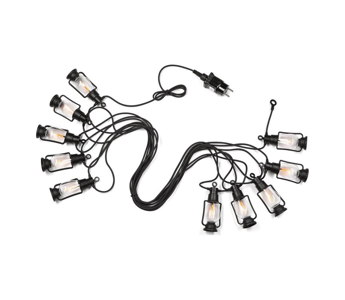 Venkovní dekorační řetěz GIRLANDA 10xLED 10m IP44 teplá bílá