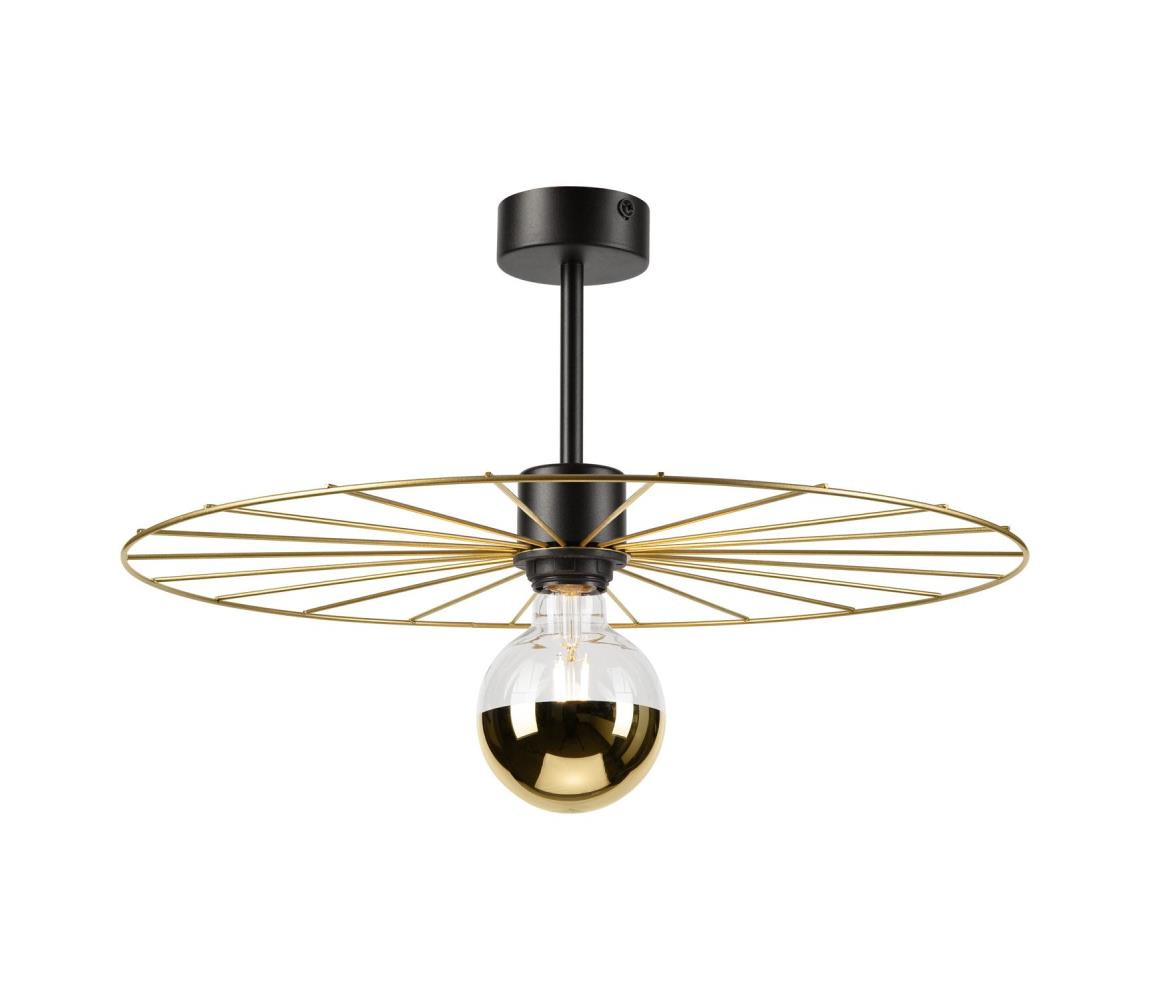 Lustr na tyči MONTANA 1xE27/15W/230V pr. 45 cm zlatá/černá