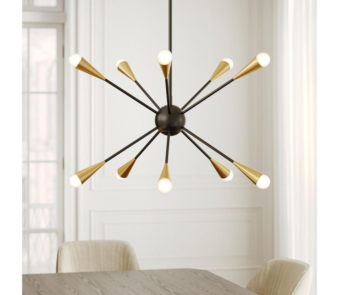 Elstead Feiss FE-JAX10-MB - LED Lustr na tyči JAX 10xG9/3W/230V černá/zlatá